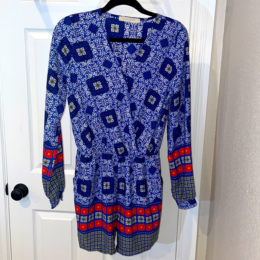 Blue Long Sleeve Romper